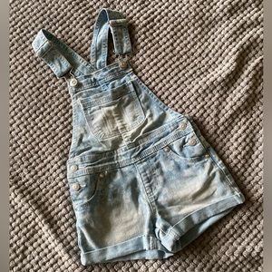 Girls flowered jean overalls